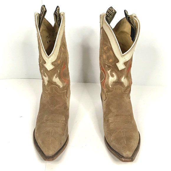 Justin Leather Cowboy Cowgirl Boots Size 8 - Picture 9 of 16